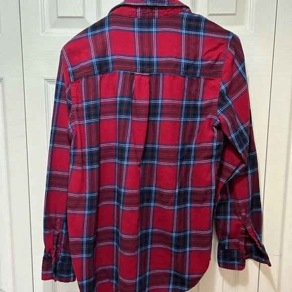 Red Plaid Button-Up Shirt - Picture 3 of 4
